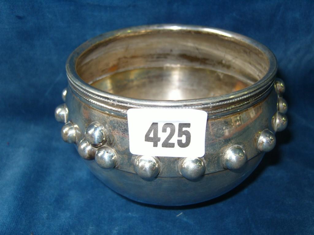 Appraisal: A silver cauldron shaped bowl with applied ball detail Birmingham