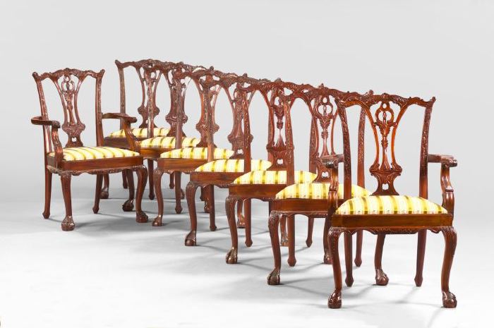 Appraisal: Suite of Eight George III-Style Mahogany Dining Chairs in the