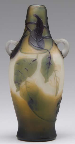 Appraisal: MULLER FRERES Flurogravure glass vase decorated with blooming vines in