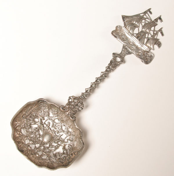 Appraisal: German silver bon bon spoon sailing ship at top of