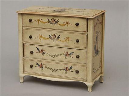 Appraisal: Painted Miniature Chest of Drawers Provenance from the Estate of