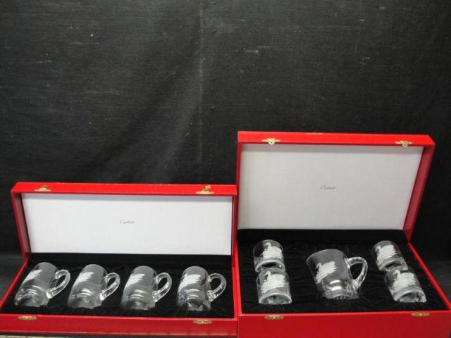 Appraisal: CARTIER Crystal Pitcher Glasses In original presentation boxes From a