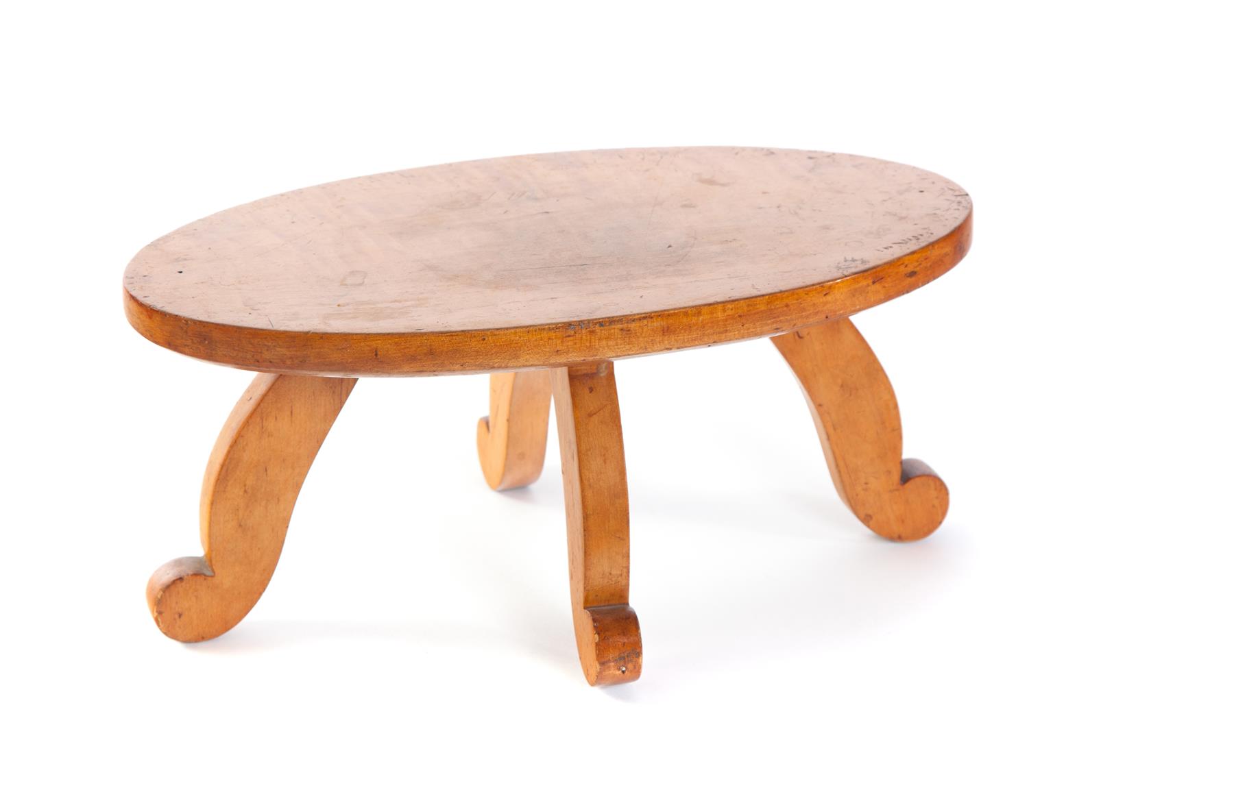 Appraisal: FOOTSTOOL Attributed to Ohio nd half- th century curly maple