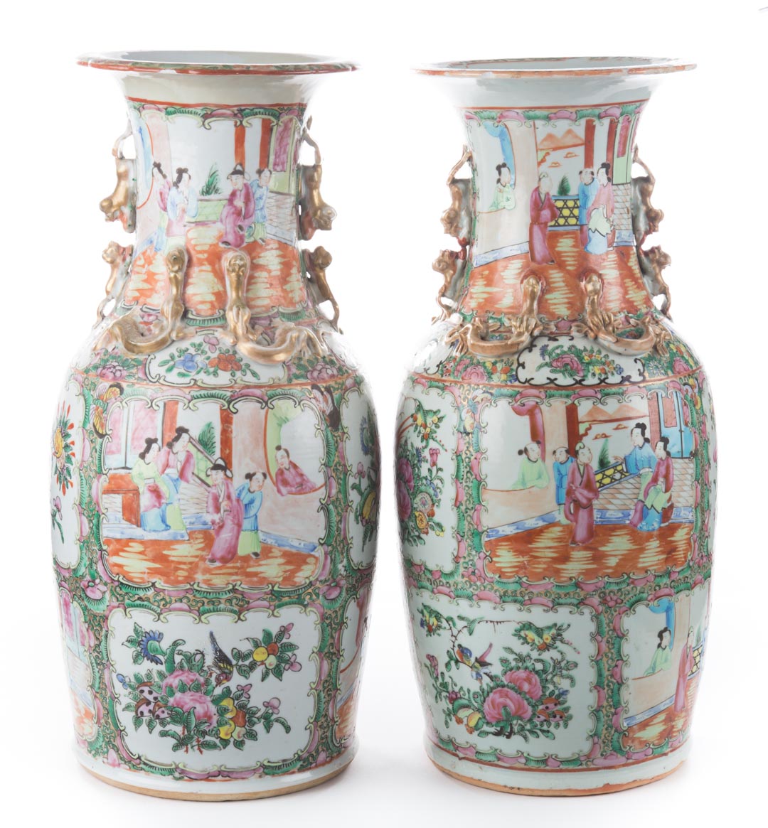 Appraisal: Pair of Chinese Export Rose Medallion vases fourth quarter- th