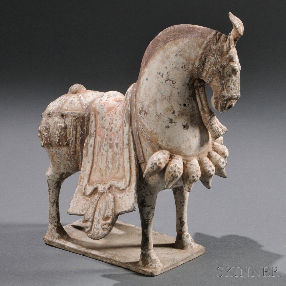 Appraisal: Caparisoned Horse China Eastern Wei the terra-cotta finely modeled and