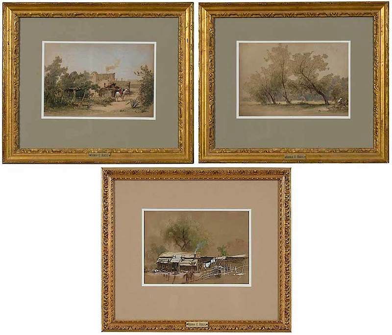 Appraisal: Hermann Herzog German America - Three Western Scenes white horse