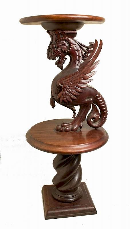 Appraisal: Mahogany Griffin Pedestal Likely assembled with antiques and modern parts