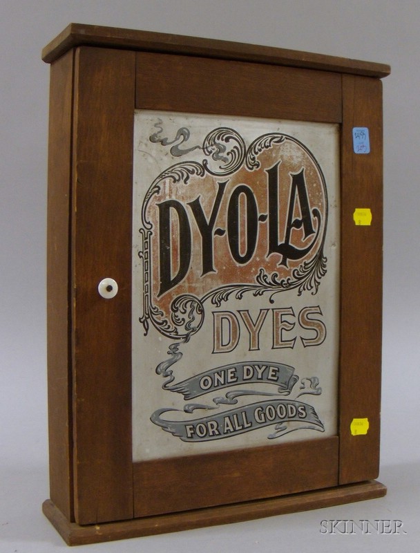 Appraisal: DY-O-LA Dyes Tin and Wood Retail Counter Cabinet with slotted