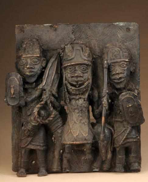 Appraisal: West African Royal Plaque Description From Benin Made of bronze