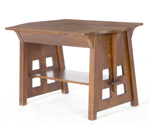 Appraisal: LIMBERT Library table with a turtle shaped top long corbels