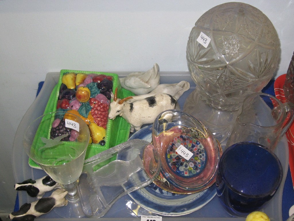 Appraisal: Tray lot comprising assorted ceramics and glass - Doulton goat