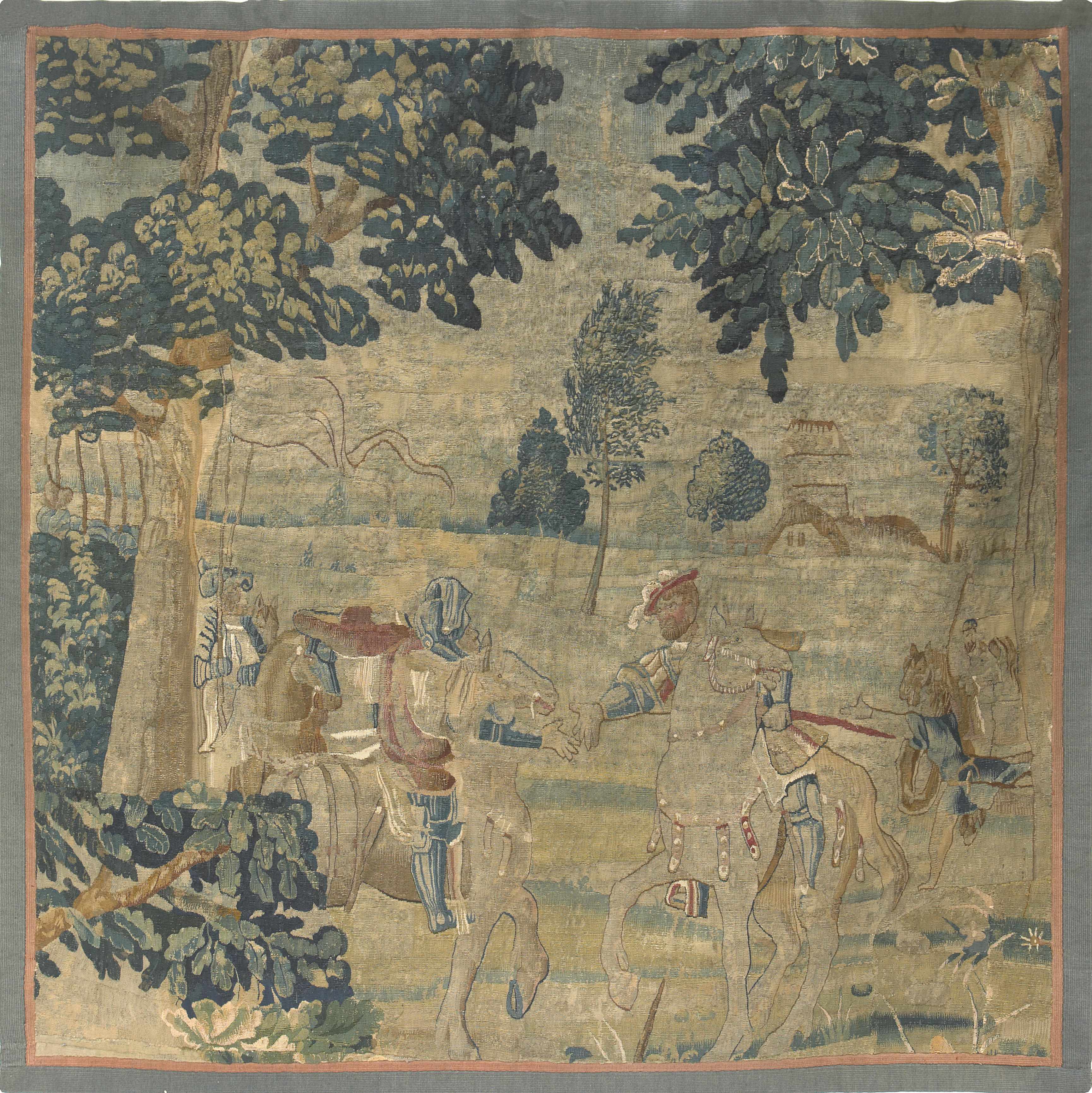 Appraisal: A Flemish Baroque tapestry fragment early th century Depicting figures