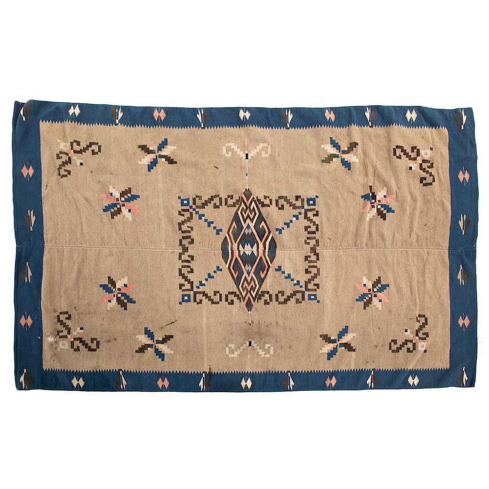 Appraisal: Navajo woven blanket with stylized geometric pattern decoration x in