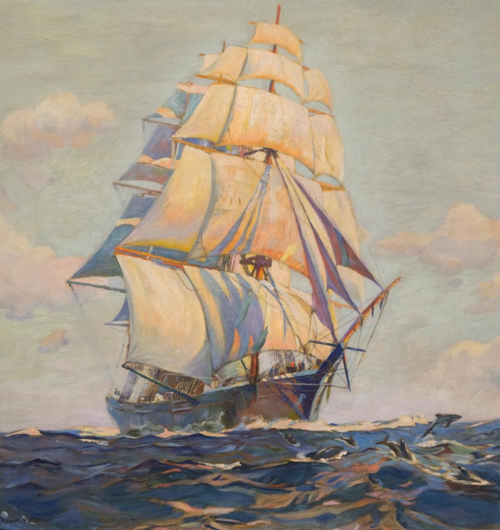 Appraisal: ROBERT PATTERSON Illinois - oil on board three-mast tall ship