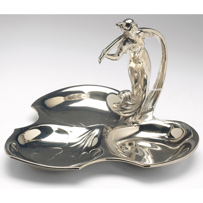 Appraisal: WMF Triple centerpiece Art Nouveau figural silver plated c original