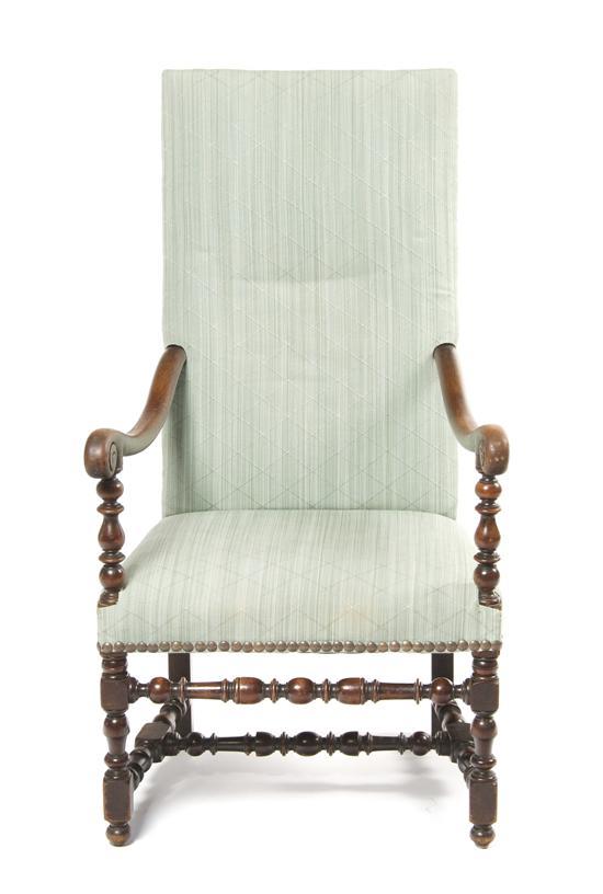 Appraisal: Henry II Style Armchair having upholstered back and seat within