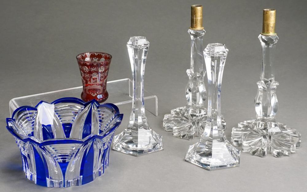 Appraisal: TWO PAIRS OF CANDLESTICKS INCLUDING ST LOUIS CRYSTAL 'VEGA H