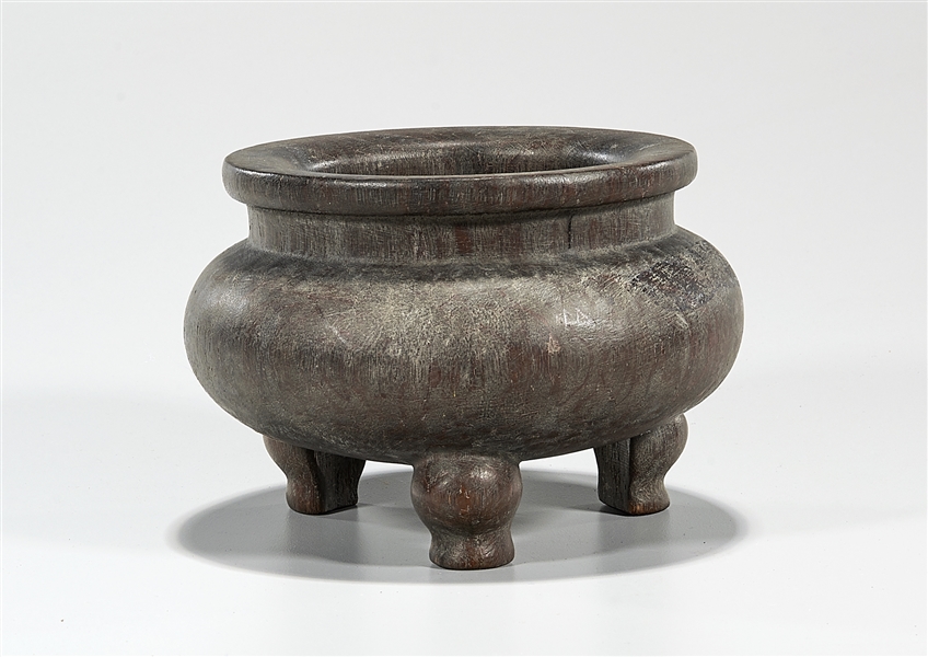 Appraisal: Chinese bamboo root carved tripod censer mark to bottom x