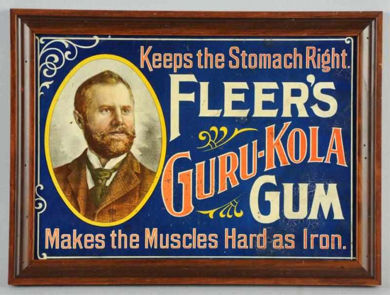 Appraisal: Tin Fleer's Guru-Kola Gum Sign Circa to Made by Sentenne