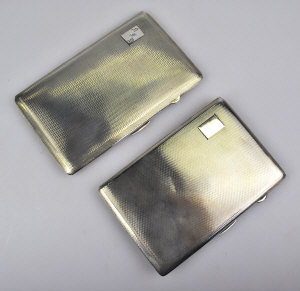 Appraisal: Two heavy quality engine-turned cigarette cases Morgan Boon Birmingham oz