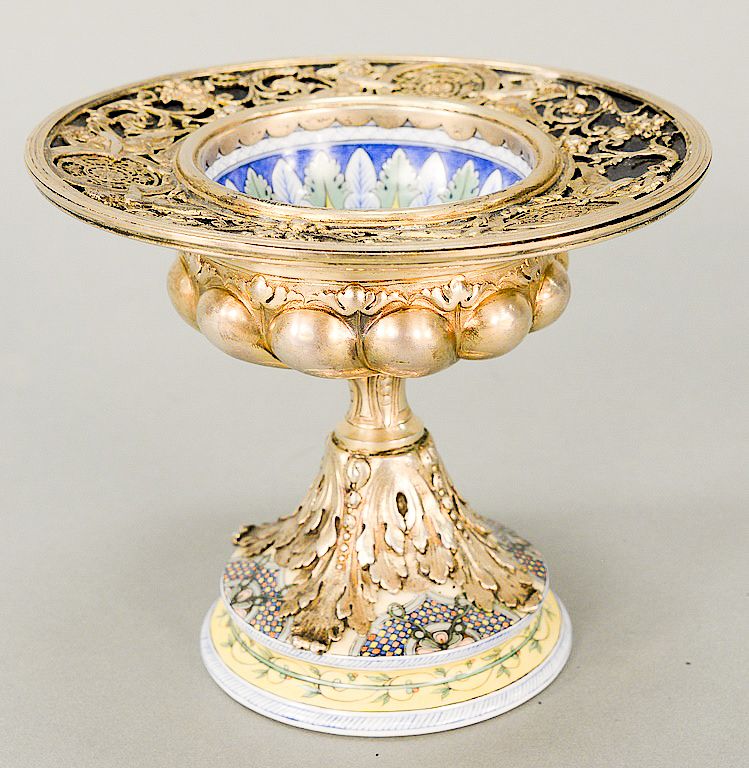 Appraisal: Porcelain compote mounted with sterling silver having putti urn and