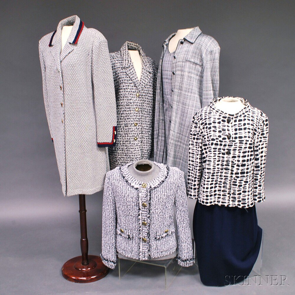 Appraisal: Five St John Black and White Knit Lady's Suits and