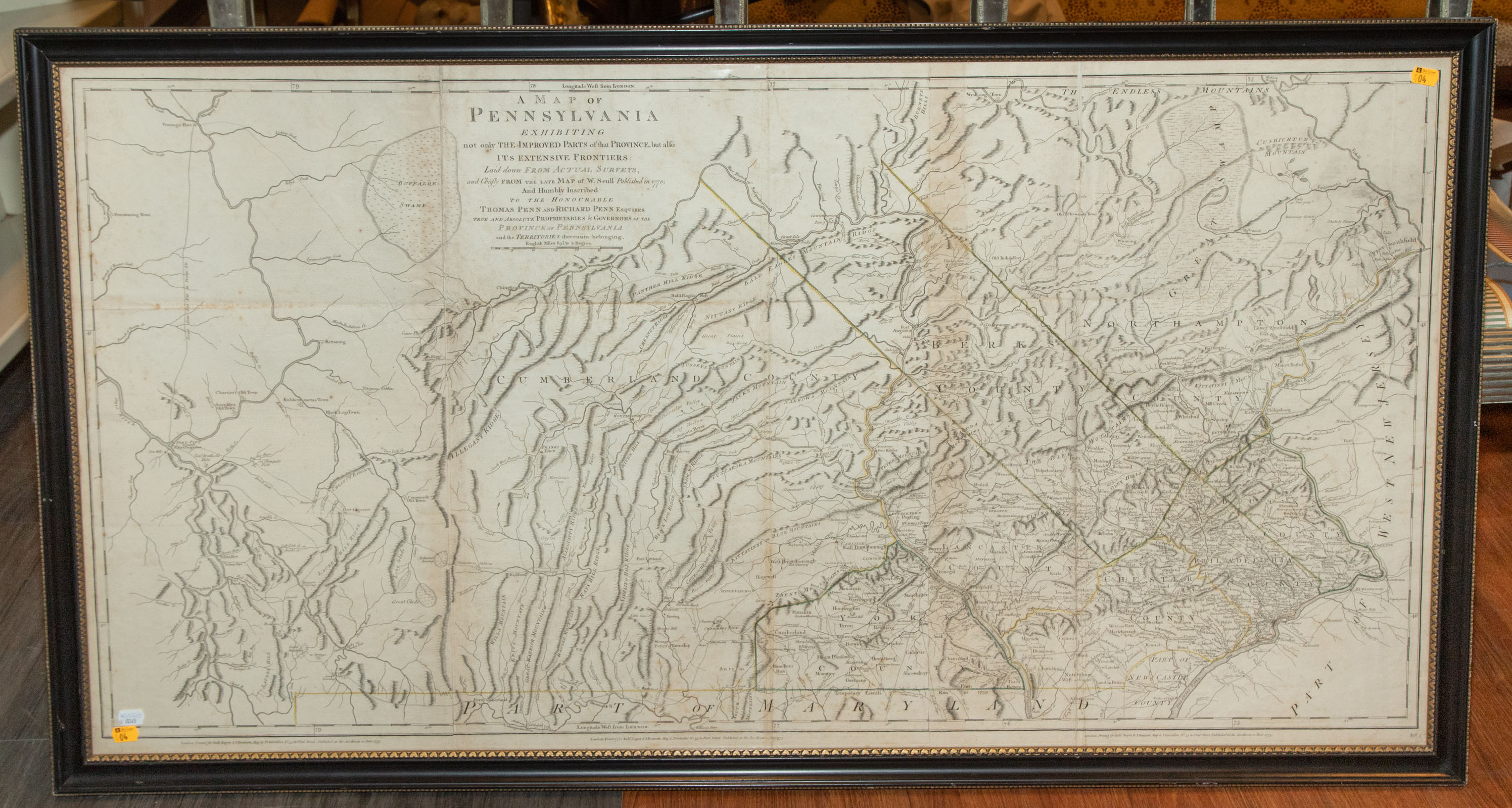 Appraisal: MAP OF PENNSYLVANIA SAYER AND BENNETT A Map of Pennsylvania