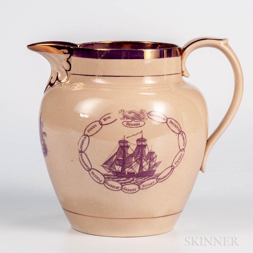 Appraisal: Pink Lustre Decorated Commemorative Heroes Jug Pink Lustre Decorated Commemorative