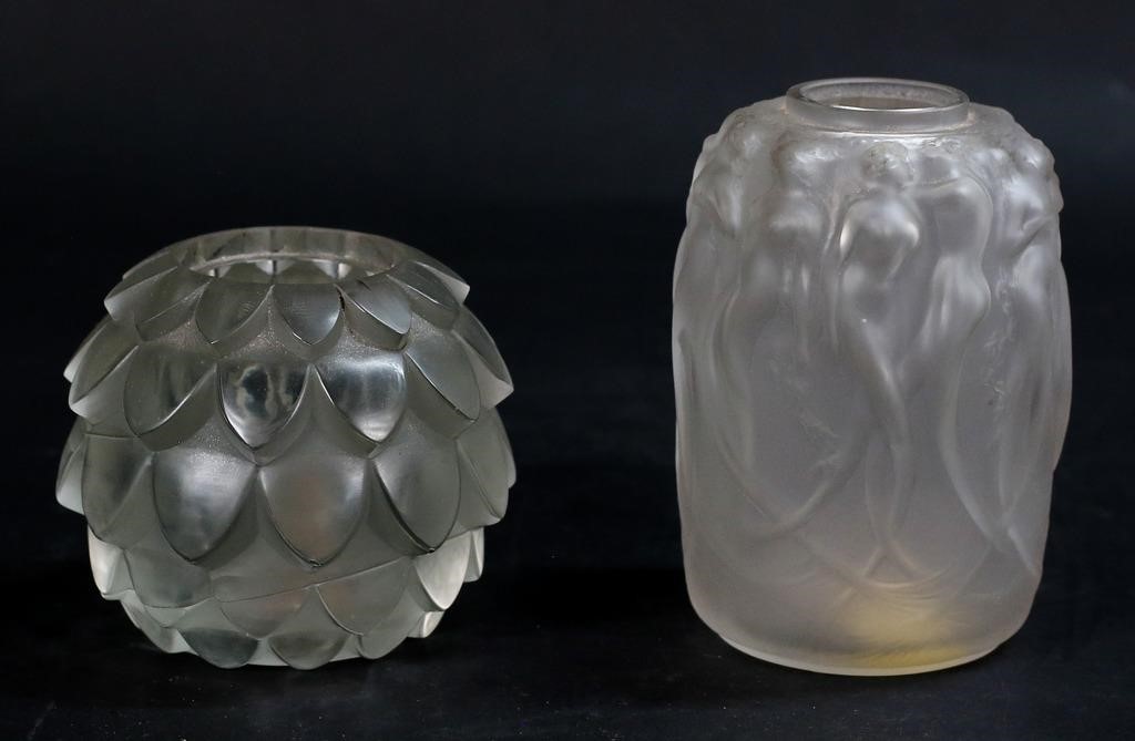 Appraisal: signed Rene Lalique perfume burners Artichoke H and Sirenes H