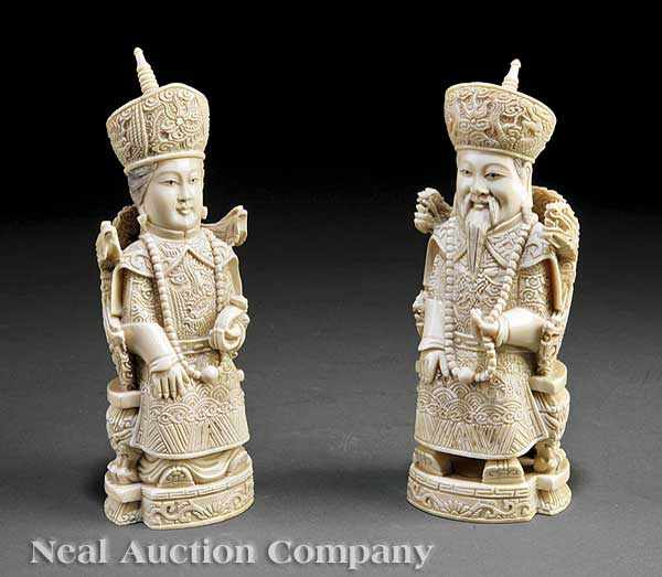 Appraisal: A Pair of Chinese Ivory Emperor and Empress Figures the