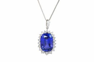 Appraisal: A Platinum Diamond and Color Change Sapphire Pendant Necklace A