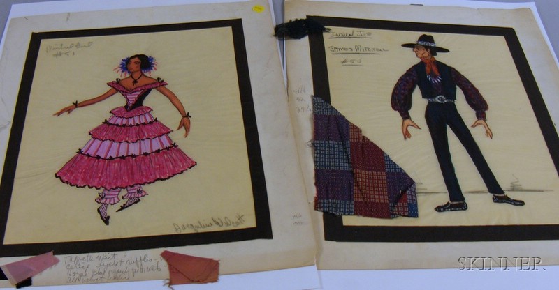 Appraisal: Fifteen Unframed s- s Broadway Costume Designs some signed or