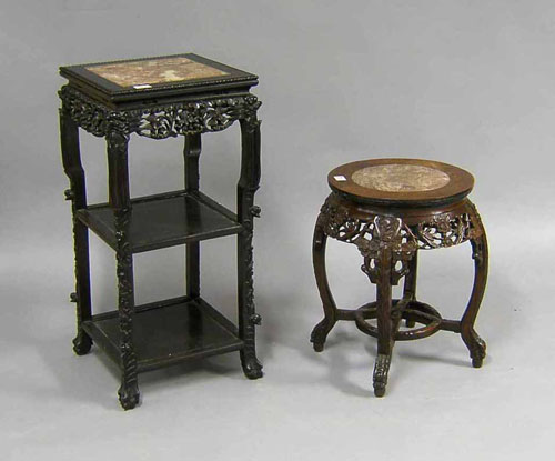 Appraisal: Two Chinese marble top stands h h