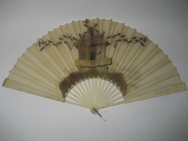 Appraisal: A FRENCH FAN mid th century the stiffened gauze leaf