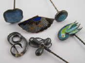 Appraisal: A mixed lot of hat pins comprising one silver and