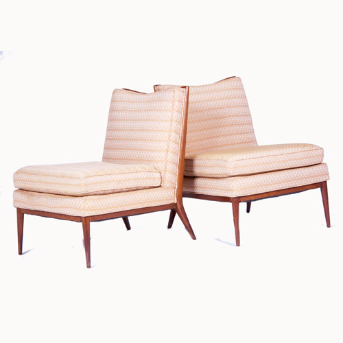 Appraisal: PAUL McCOBB DIRECTIONAL Pair of walnut slipper chairs no in