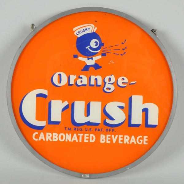 Appraisal: Reverse on Glass Orange Crush Sign Description Exact age and