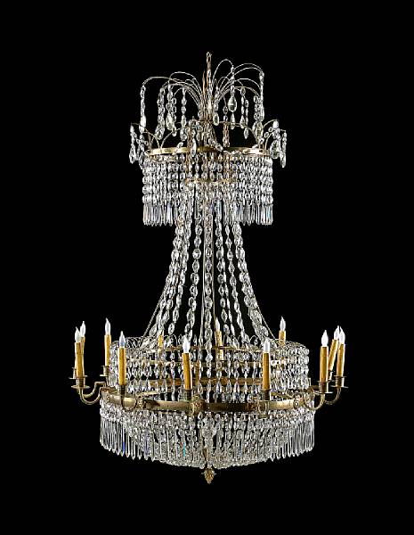 Appraisal: A Swedish Neoclassical twelve light gilt brass and glass chandelier