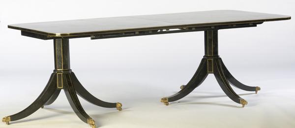 Appraisal: MAITLAND-SMITH Extension dining table covered in tesselated black green with