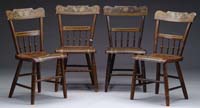 Appraisal: SET OF FOUR PAINTED WINDSOR CHAIRS The backs having half