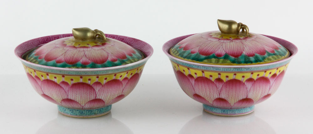 Appraisal: - Pair of Chinese Republic Lotus Bowls Pair of Chinese