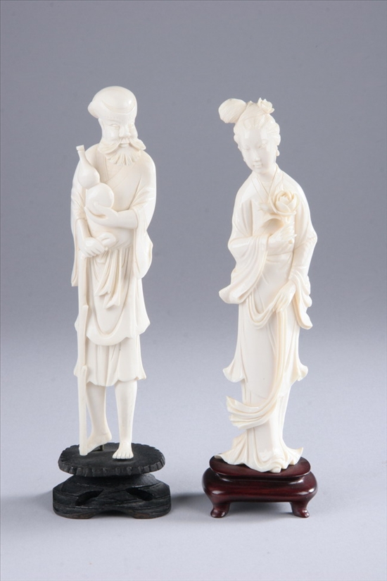 Appraisal: CHINESE IVORY FIGURE OF A MEIREN th century Standing wearing