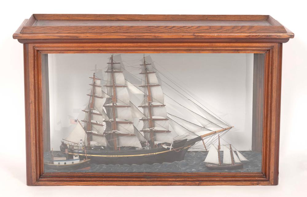 Appraisal: SHADOW BOX SHIP DIORAMA EARLY TH CENTURY SHADOW BOX HEIGHT