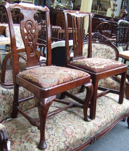 Appraisal: A George III mahogany single chair the shaped and backwards