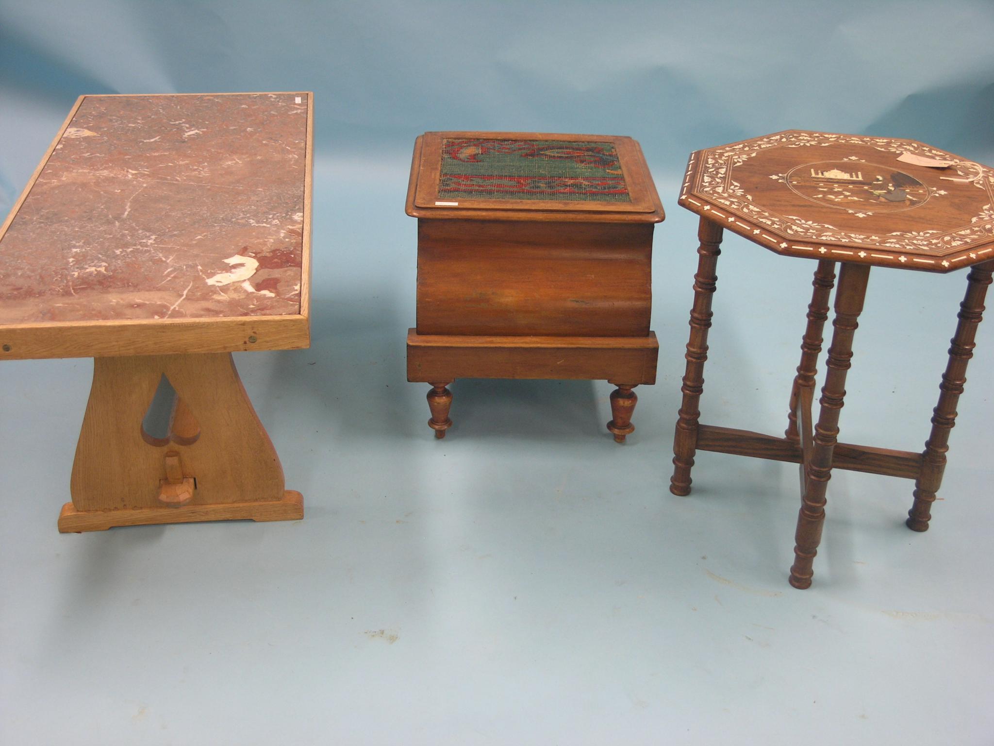 Appraisal: An Indian rosewood-type occasional table octagonal top inlaid with figures