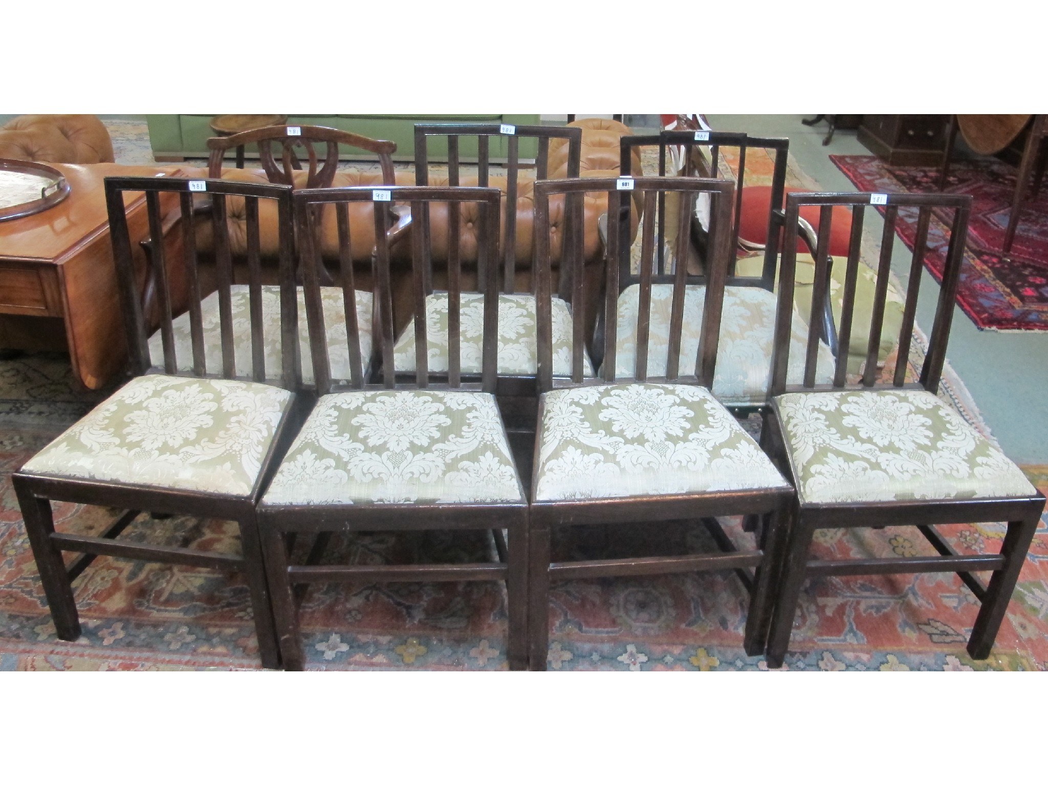 Appraisal: Six stained dining chairs and one other