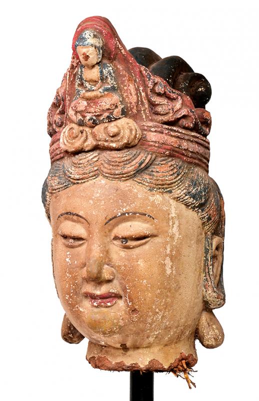 Appraisal: A CHINESE TERRACOTTA HEAD OF A BODHISATTVA MING DYNASTY -