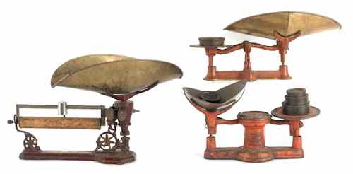 Appraisal: Three cast iron and brass counter scales th c tallest