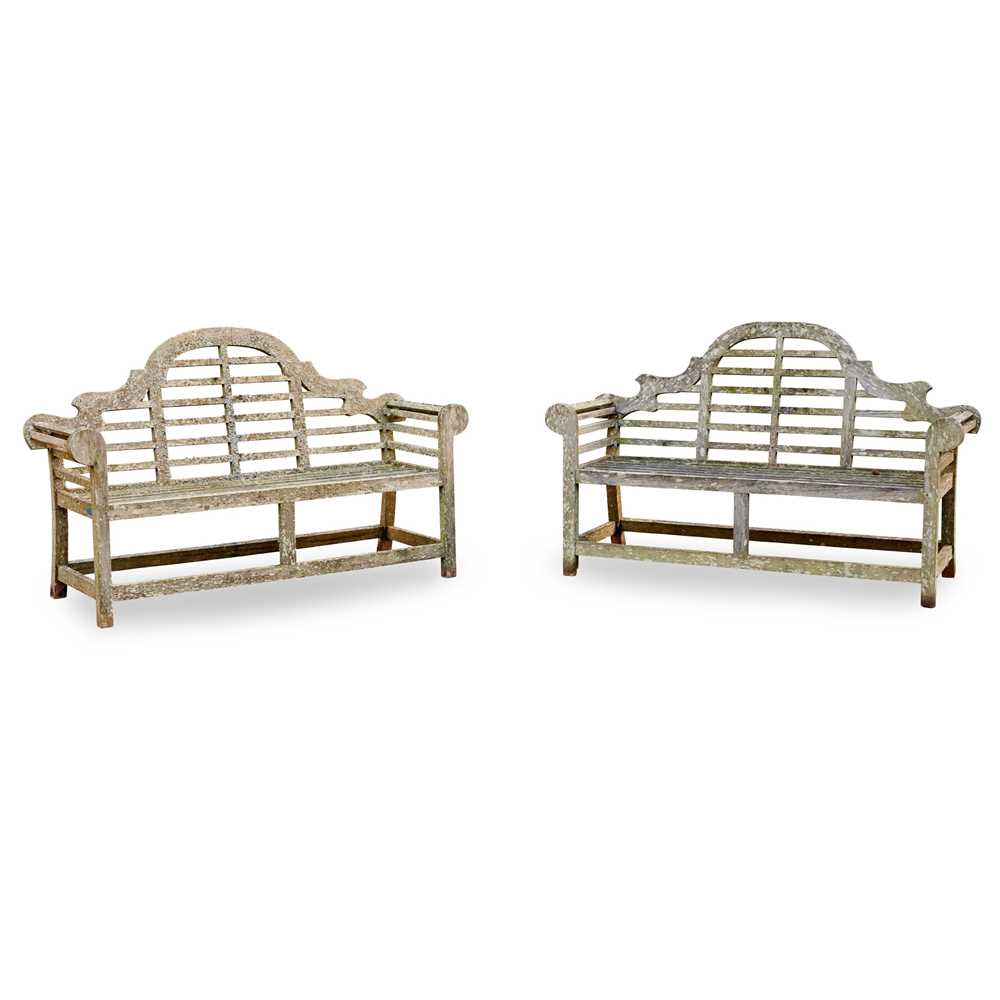 Appraisal: PAIR OF LUTYENS STYLE GARDEN BENCHES OF RECENT MANUFACTURE of