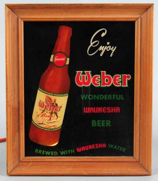 Appraisal: Weber Beer Reverse Glass Light-Up Bubbler Sign Liquid is not